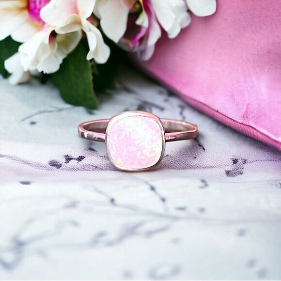 Sterling Silver Square Fire Opal Ring Marked 925 Size 8.75 NWOT - Picture 1 of 5